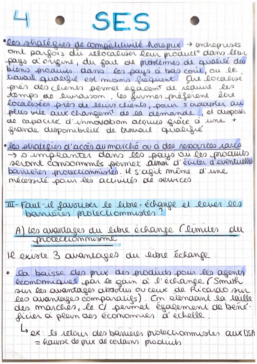 A
SES
Quels sont les fondements du commerce
international et de l'intermalisation
de la production?
I- Comment expliquer le développement du