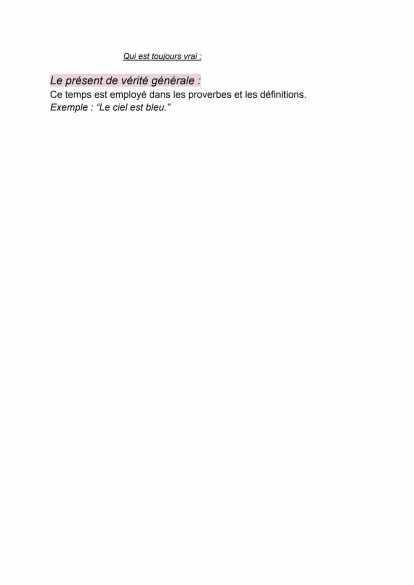 Les emplois du présent de l'indicatif
Qui se déroule actuellement ou continue de se dérouler :
Le présent d'énonciation :
Il exprime un évén