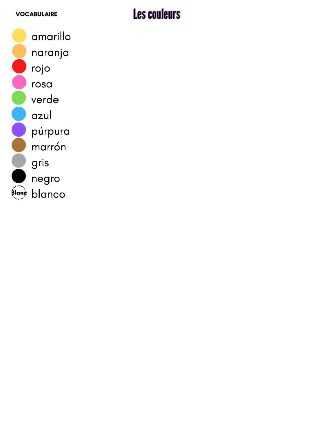 Aprende los colores en español: Ejercicios, pdf y más