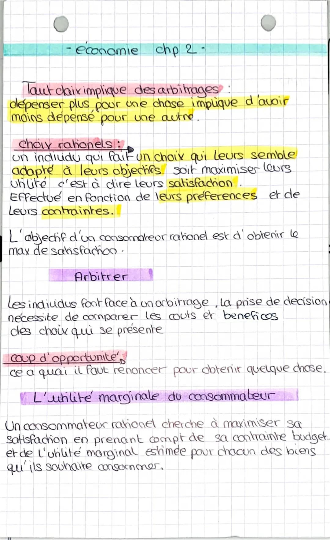 Chapitre 2 : Choix rationnel et comportements économiques
