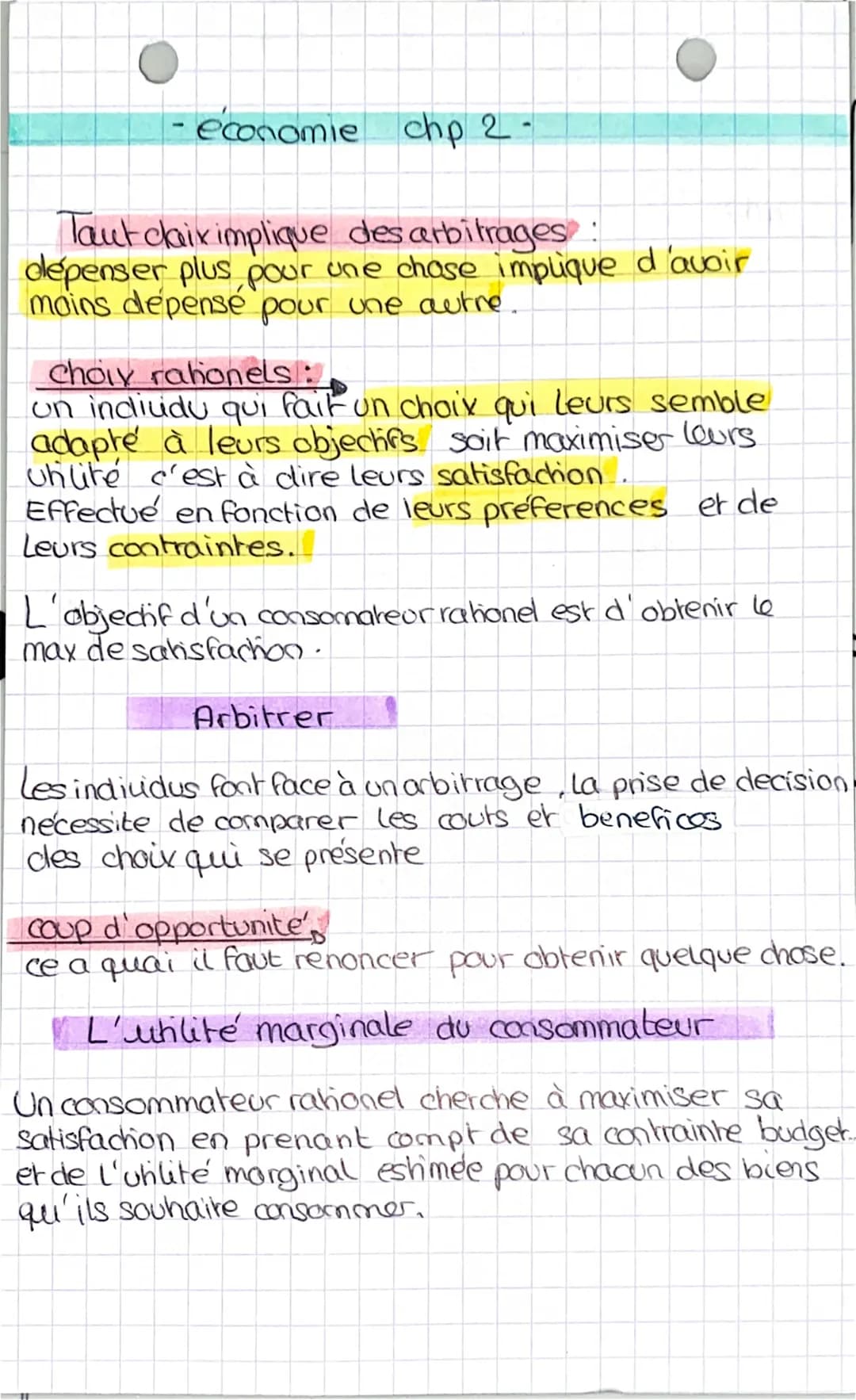 -économie chp 2.
Taut claix implique des arbitrages:
dépenser plus pour une chose implique d'avoir
moins depensé pour une autre.
choix ratio