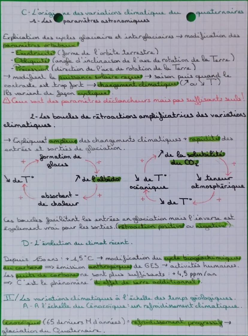 --- OCR Start ---
SVT
RECONSTITUER ET COMPRENDRE LES VARIATIONS
CLIMATIQUES PASSÉES
I/Les variations climatique pendant le Quaternaire.
A-La