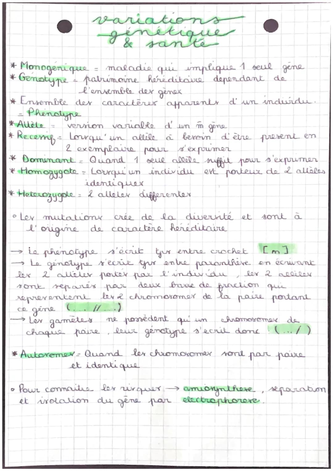 &
* Monogénique = maladie qui implique 1 seul gène
• Genotype - patrimoine héréditaire dependant de
l'ensemble des gènex.
* Ensemble des car