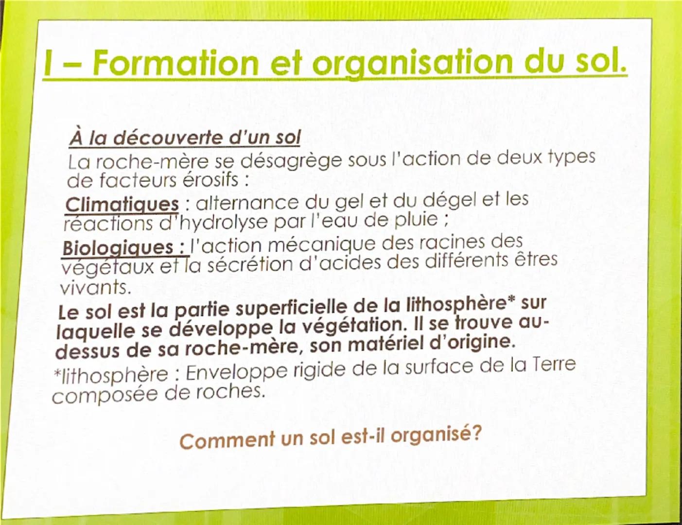 CHAPITRE 2 : STRUCTURE
ET FONCTIONNEMENT DES
AGROSYSTEMES Nous avons vu que les roches subissaient
des altérations libérant ainsi de nombreu