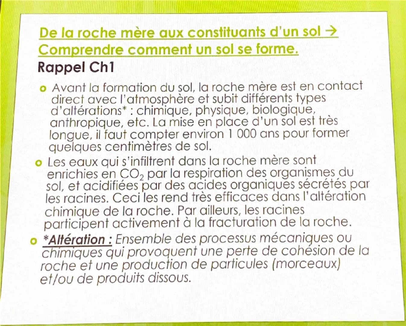 CHAPITRE 2 : STRUCTURE
ET FONCTIONNEMENT DES
AGROSYSTEMES Nous avons vu que les roches subissaient
des altérations libérant ainsi de nombreu