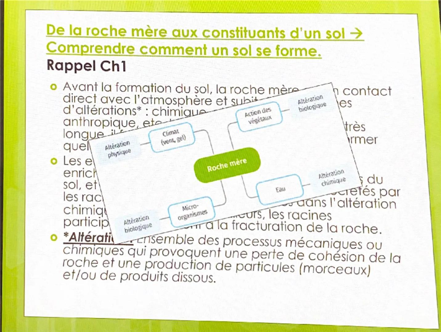CHAPITRE 2 : STRUCTURE
ET FONCTIONNEMENT DES
AGROSYSTEMES Nous avons vu que les roches subissaient
des altérations libérant ainsi de nombreu