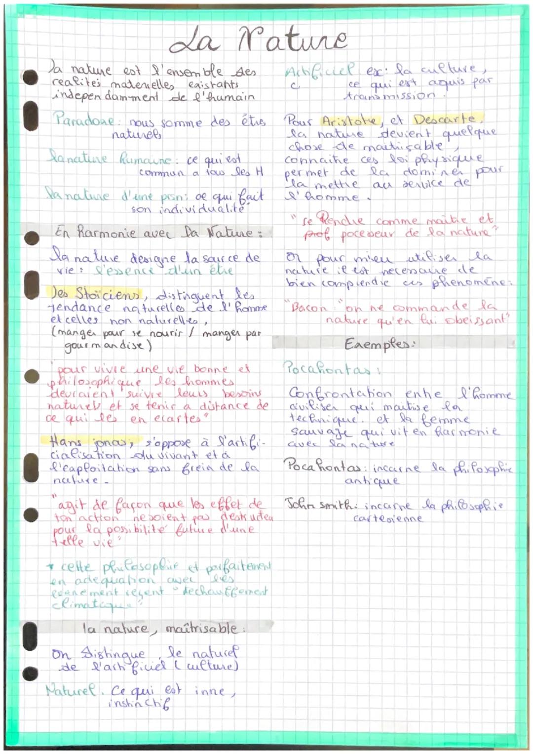 # La Nature

Ja nature est l'ensemble des
realites materielles eaistants
indepen damment de l'humain

Paradone nous somme des étis
naturel

