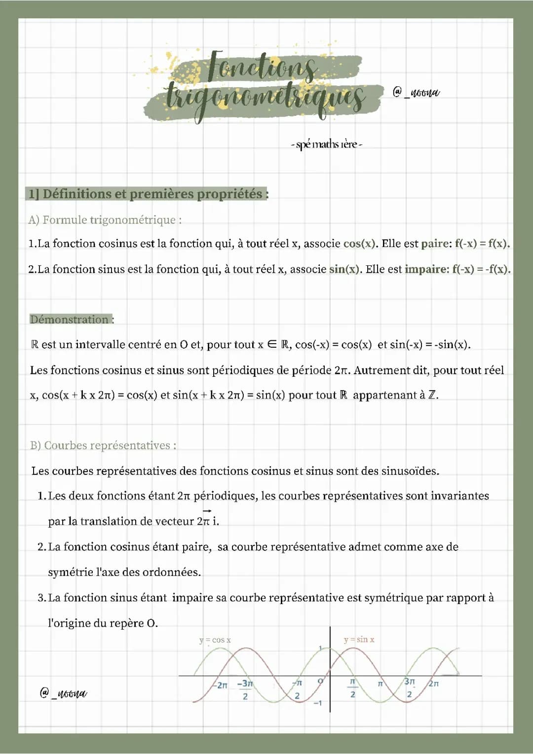 Fonctions trigonométriques - spé maths