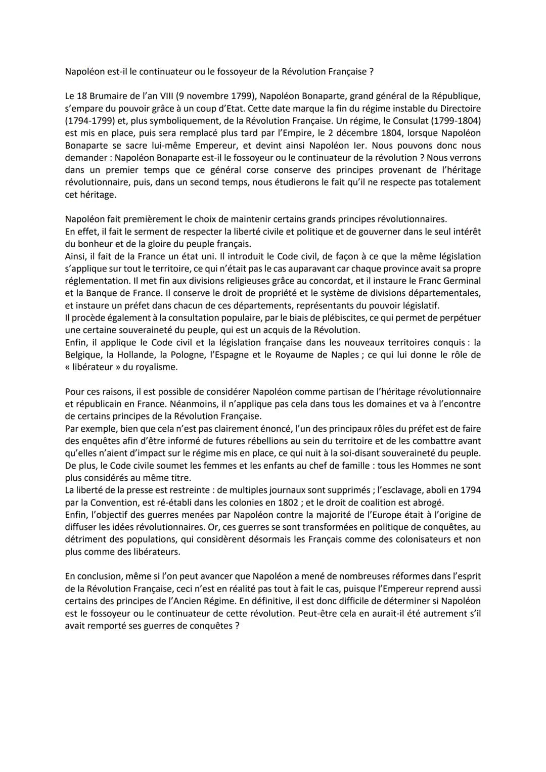 Napoléon est-il le continuateur ou le fossoyeur de la Révolution Française ?
Le 18 Brumaire de l'an VIII (9 novembre 1799), Napoléon Bonapar