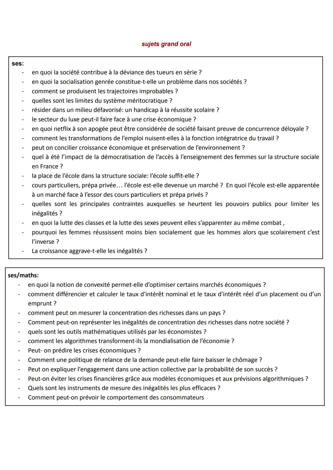 ses:
sujets grand oral
en quoi la société contribue à la déviance des tueurs en série ?
en quoi la socialisation genrée constitue-t-elle un 