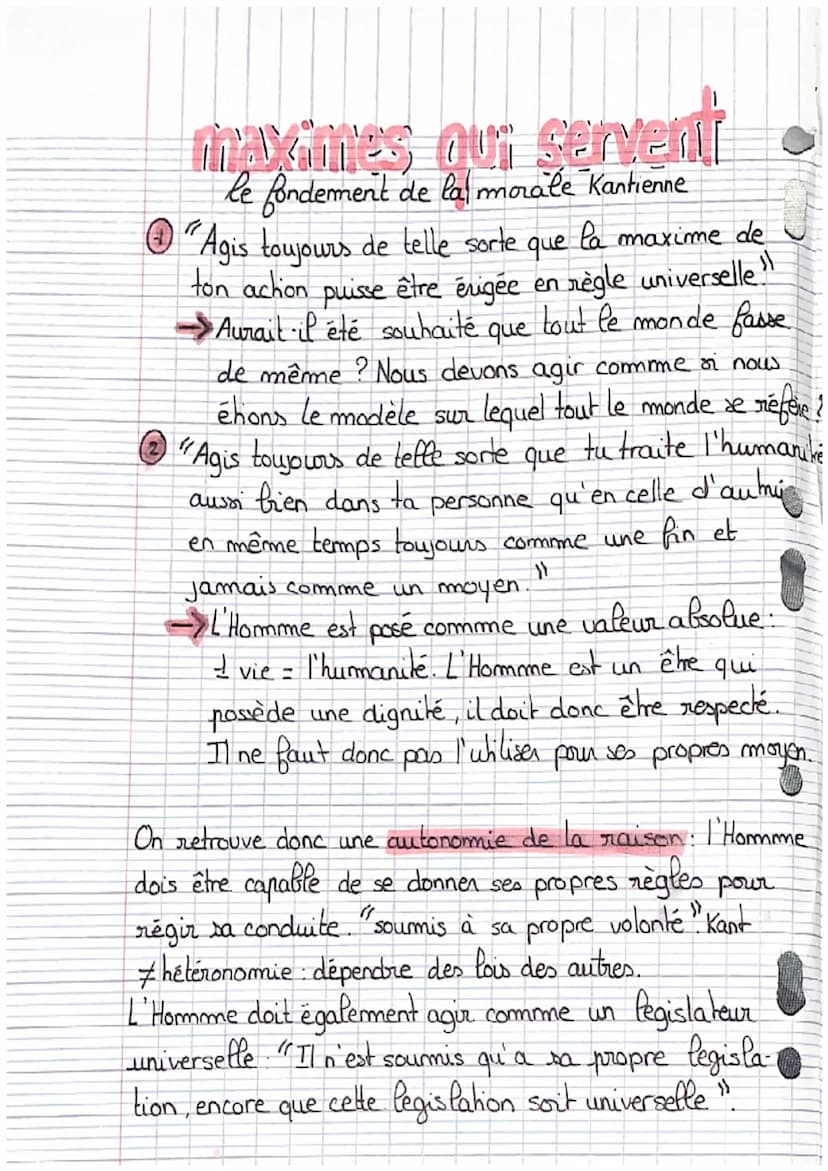 LA MORALE
=) discipline qui met en place des normes visant à
réguler la conduite Elle s'applique sur des règles
Eprincipe de conduite qui re