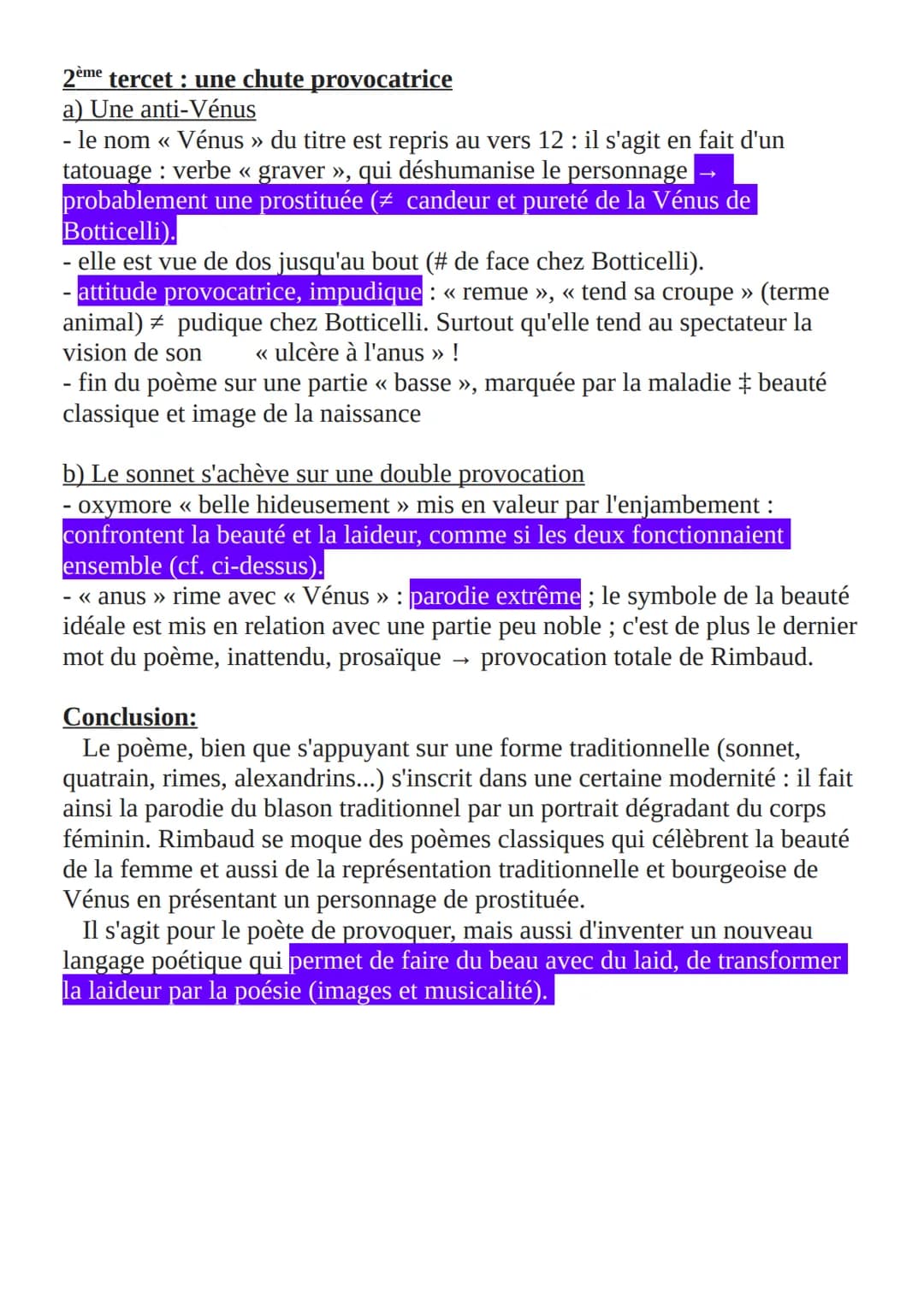 Texte 4
Rimbaud, << Vénus Anadyomène »
Rimbaud : poète visionnaire qui aime se faire « voyant » (= qui voit
derrière les apparences grâce au
