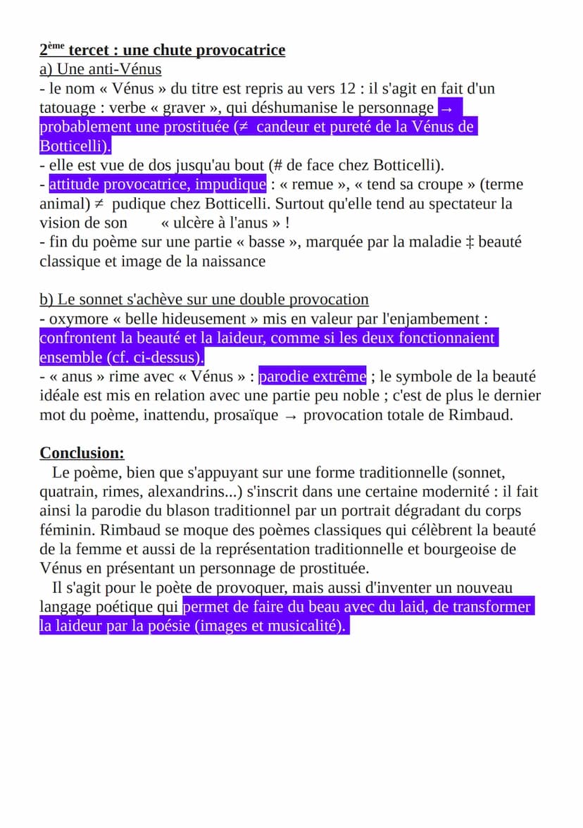 Texte 4
Rimbaud, << Vénus Anadyomène »
Rimbaud : poète visionnaire qui aime se faire « voyant » (= qui voit
derrière les apparences grâce au