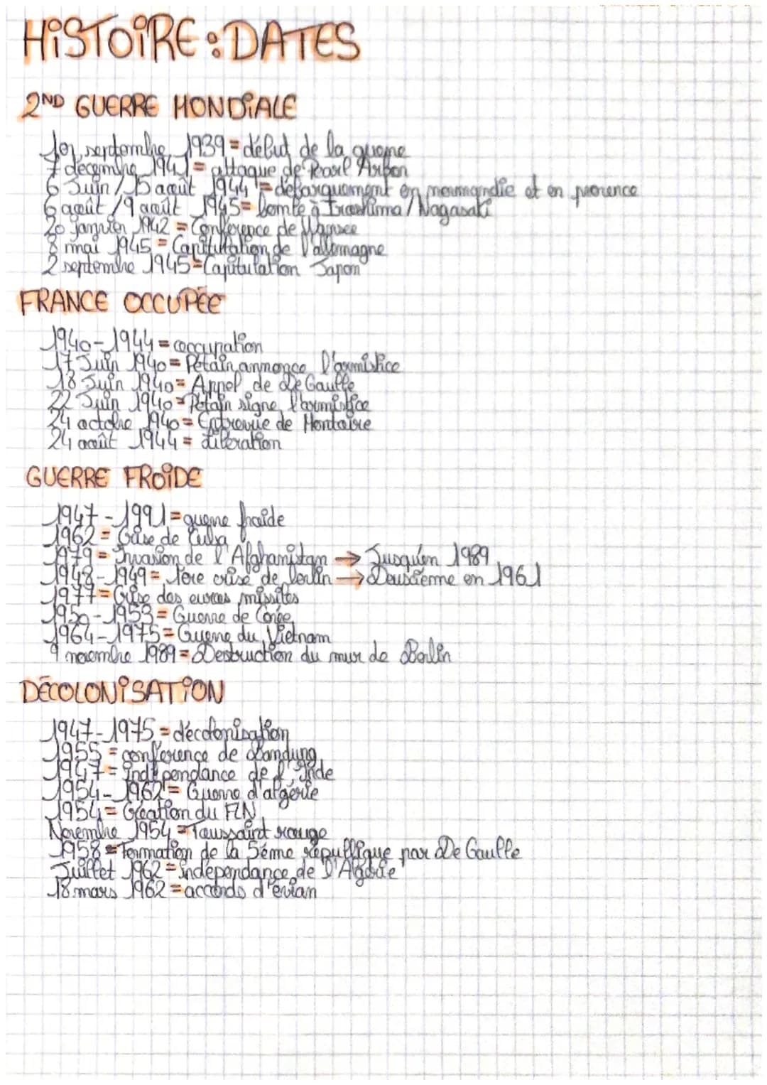 HISTOIRE DATES
2ND GUERRE MONDIALE
for sextombre 1939 = début de la guane
deceming
Sun / 5 acut 1944 =defarquement en mormandie et en proven