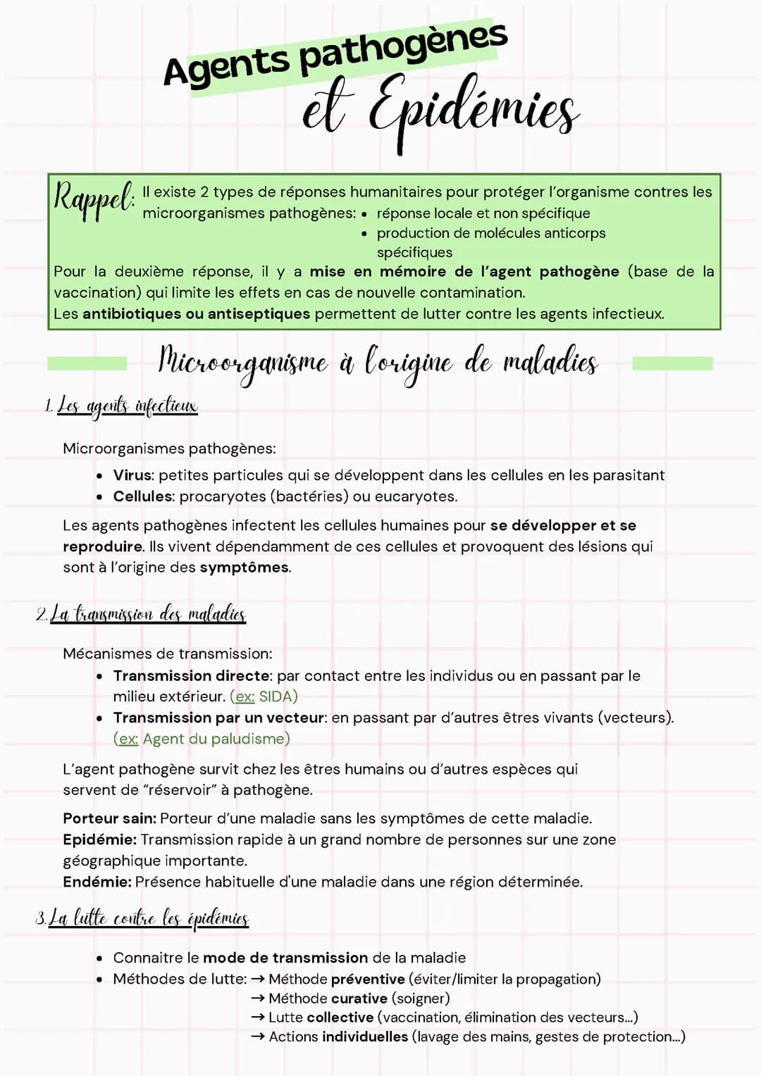 Agents Pathogènes et Epidémies