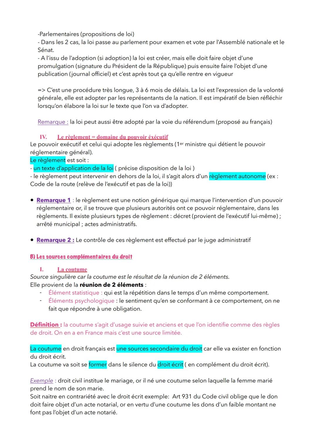 Chapitre 3 : Les sources du droit
Source du droit : Terme générique qui désigne l'ensemble des règles juridique applicable dans un
État.
A-l