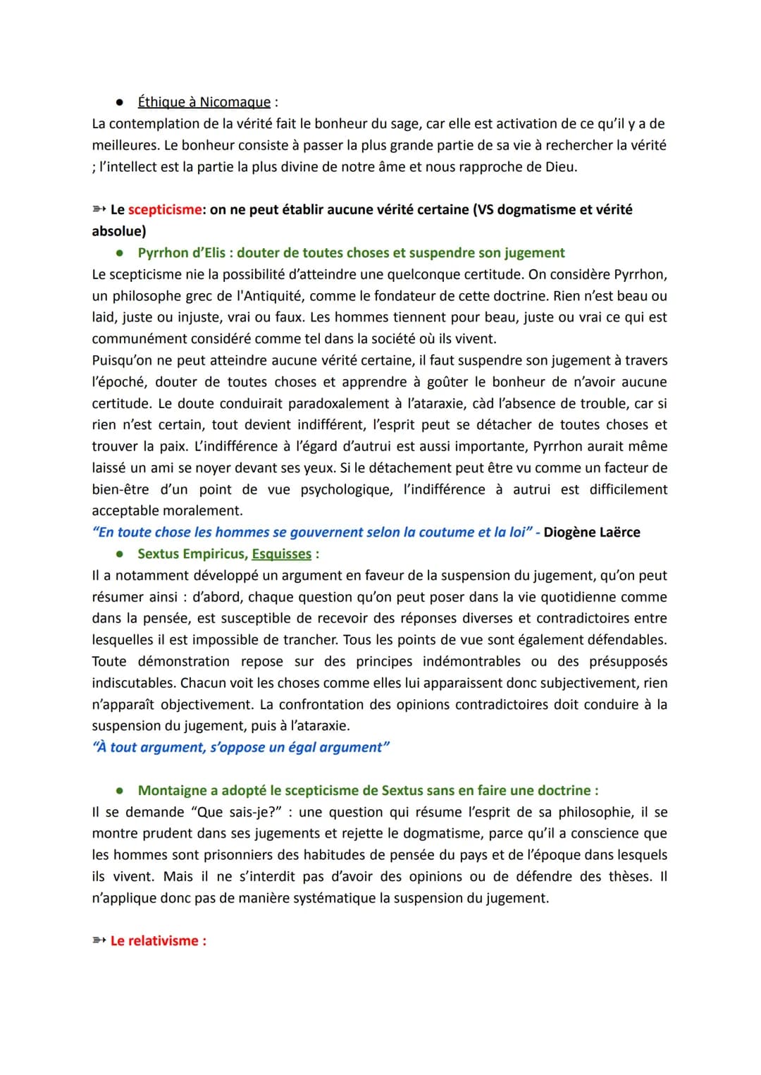 LA VÉRITÉ
Définitions :
→ La vérité est la cohérence et l'adéquation entre l'esprit et la chose, entre le langage et la
réalité. Connaître l