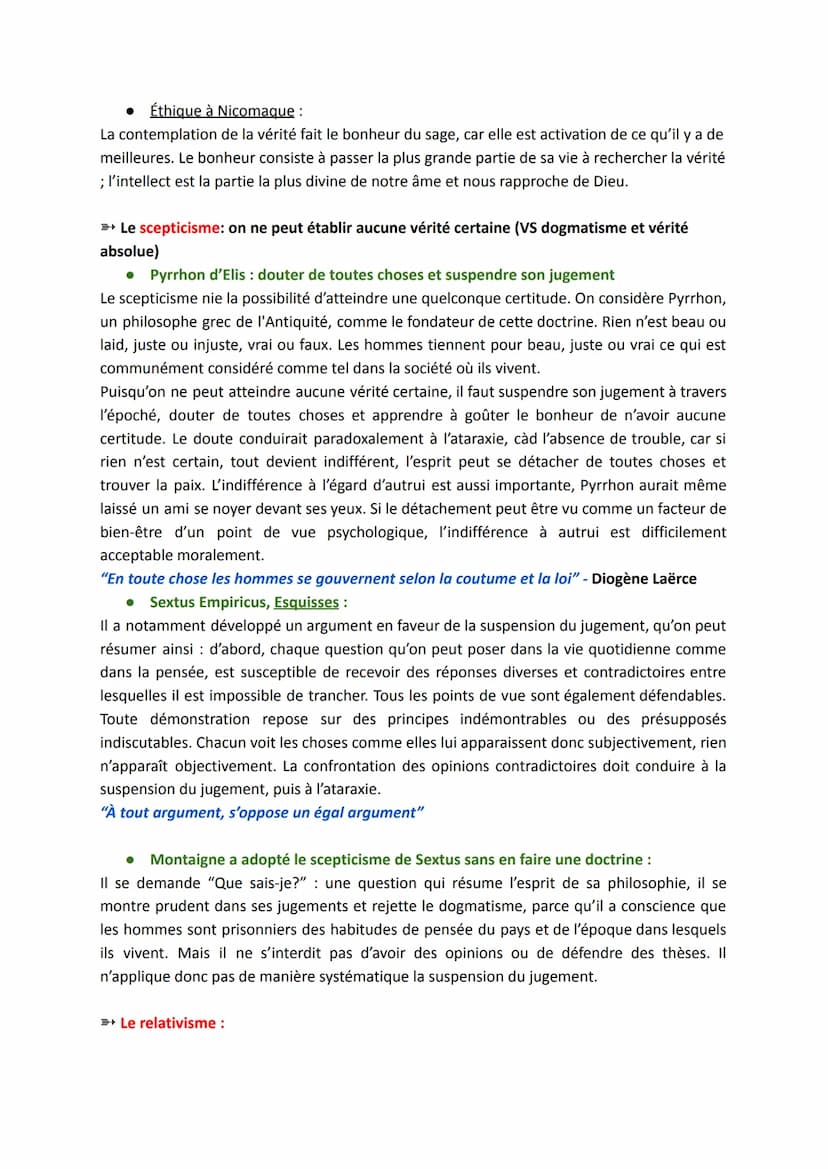 LA VÉRITÉ
Définitions :
→ La vérité est la cohérence et l'adéquation entre l'esprit et la chose, entre le langage et la
réalité. Connaître l