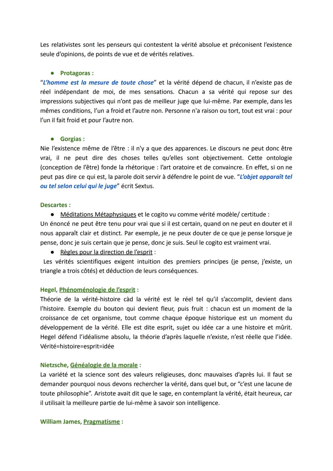 LA VÉRITÉ
Définitions :
→ La vérité est la cohérence et l'adéquation entre l'esprit et la chose, entre le langage et la
réalité. Connaître l