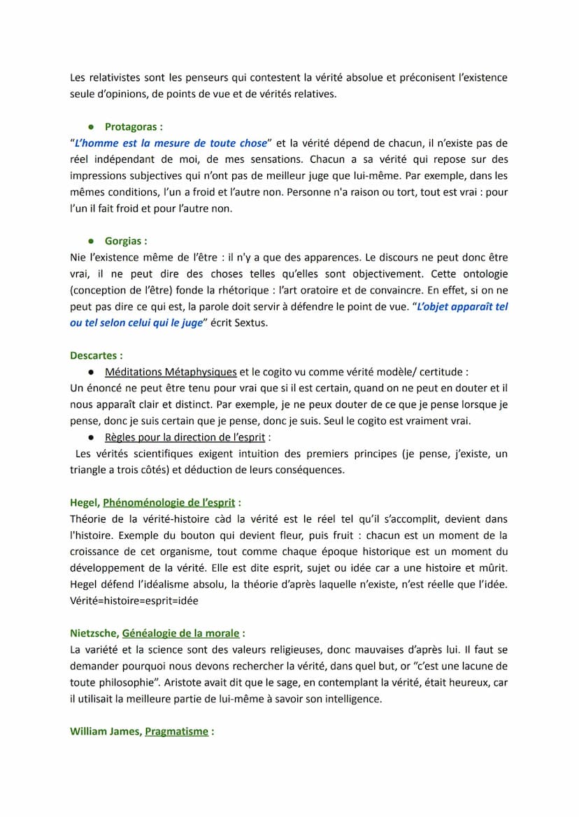 LA VÉRITÉ
Définitions :
→ La vérité est la cohérence et l'adéquation entre l'esprit et la chose, entre le langage et la
réalité. Connaître l
