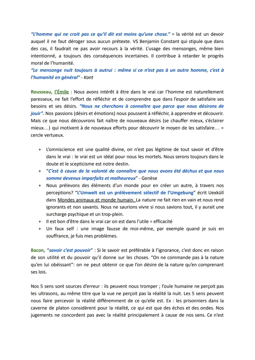LA VÉRITÉ
Définitions :
→ La vérité est la cohérence et l'adéquation entre l'esprit et la chose, entre le langage et la
réalité. Connaître l