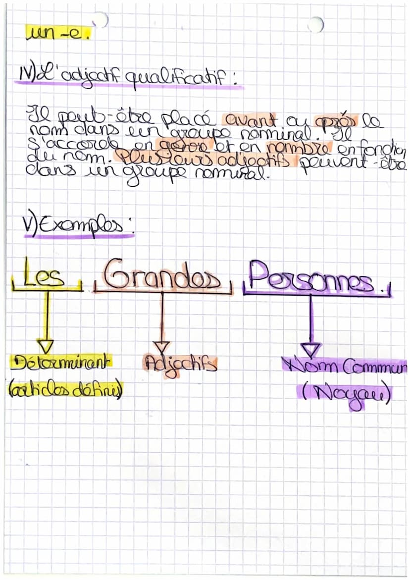 GROUPE NOMINAL
qu'un groupe
nominal?
compose d'un noyau ( groups, un determinart
un
et d'un ou de plusieurs adjectits qual.
11) Le détermina