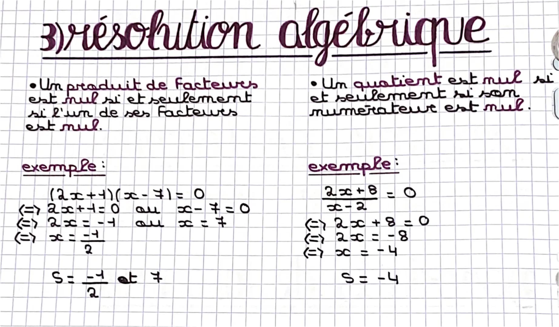 calculs algébriques
& équations
1) somme de termes
La dernière opération est exemples: #(2x + 4) + 3
une addition
*x-3 car
(= x +(-3)
2produ