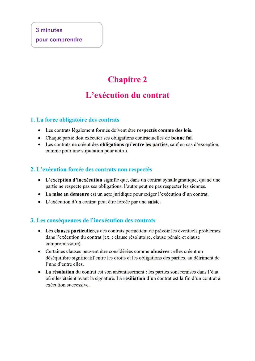 Droit chapitre 2: L'exécution du contrat ,Thème 5 Quel est le role du contrat (Terminal STMG)