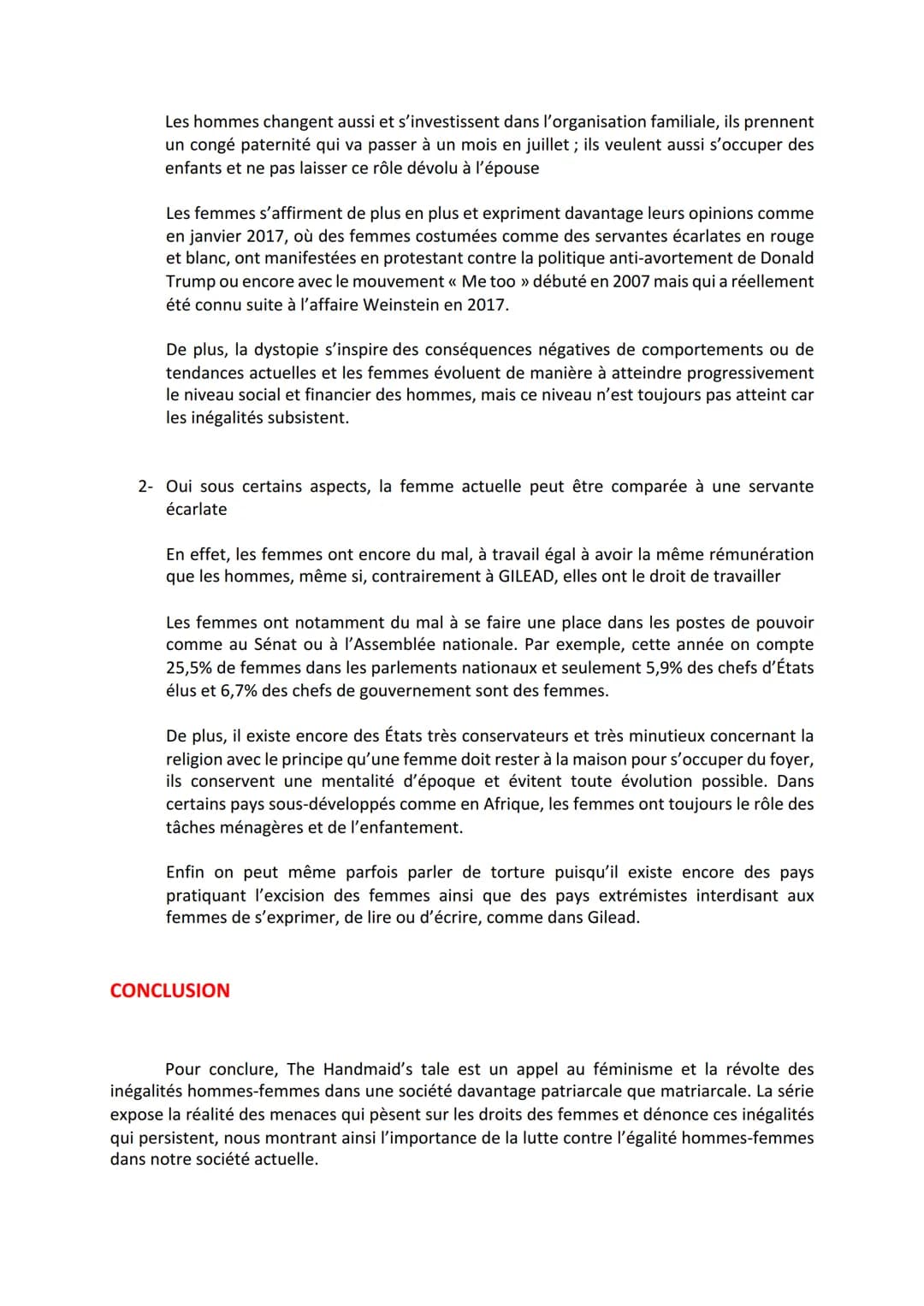 LLCE GRAND ORAL
Sujet : La femme actuelle peut-elle être considérée comme une servante écarlate ?
INTRO
Les femmes ont toujours été considér