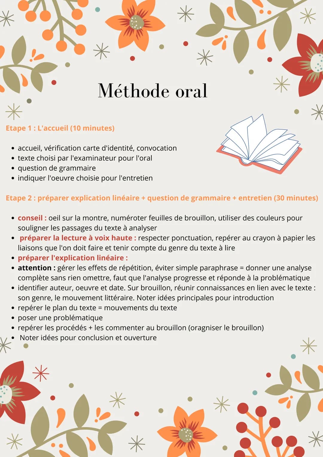 *
Etape 1: L'accueil (10 minutes)
●
accueil, vérification carte d'identité, convocation
• texte choisi par l'examinateur pour l'oral
●
quest