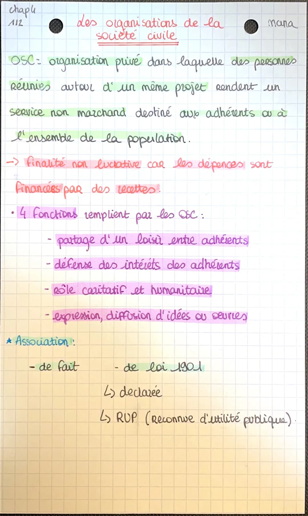 chaple
112
Les organisations de la
societé civile
OSC: organisation privé dans laquelle des personnes
Relinies autour d'un même projet Rende