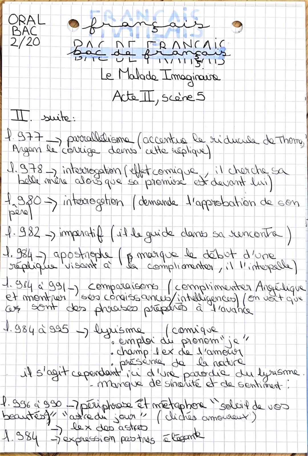 ORAL
BAC
2/20
عنك
frangal
BAC DE FRANÇAIS
Le Malade Imaginaire
Acte II, Scene 5
Rich: Comment Meliers fant le sative des médecins et des mar