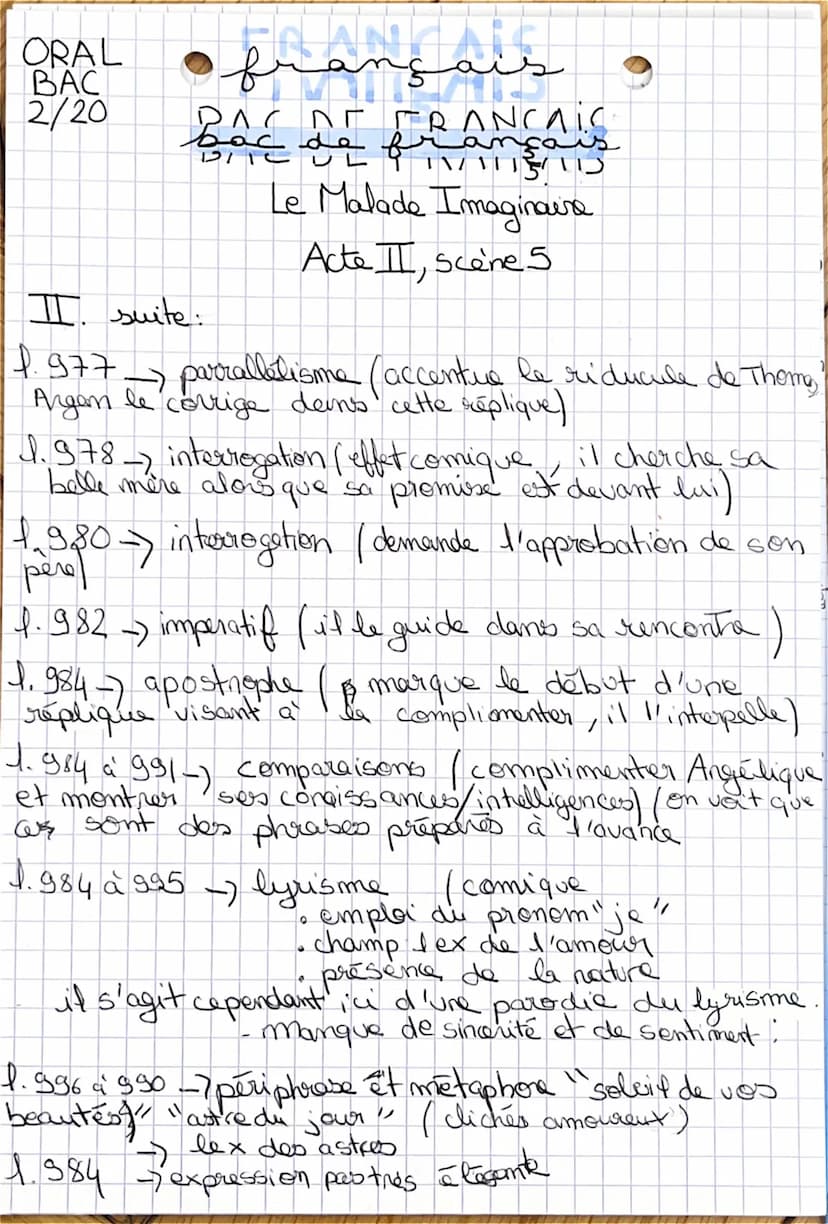 ORAL
BAC
2/20
عنك
frangal
BAC DE FRANÇAIS
Le Malade Imaginaire
Acte II, Scene 5
Rich: Comment Meliers fant le sative des médecins et des mar
