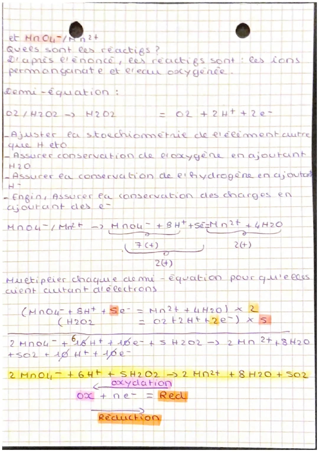Chap 5 oxycore cluction
Identifier les couples oxycont/réducteur:
oxydant: espèce chimique suceptible de capter un
ou plusieurs électrons (e