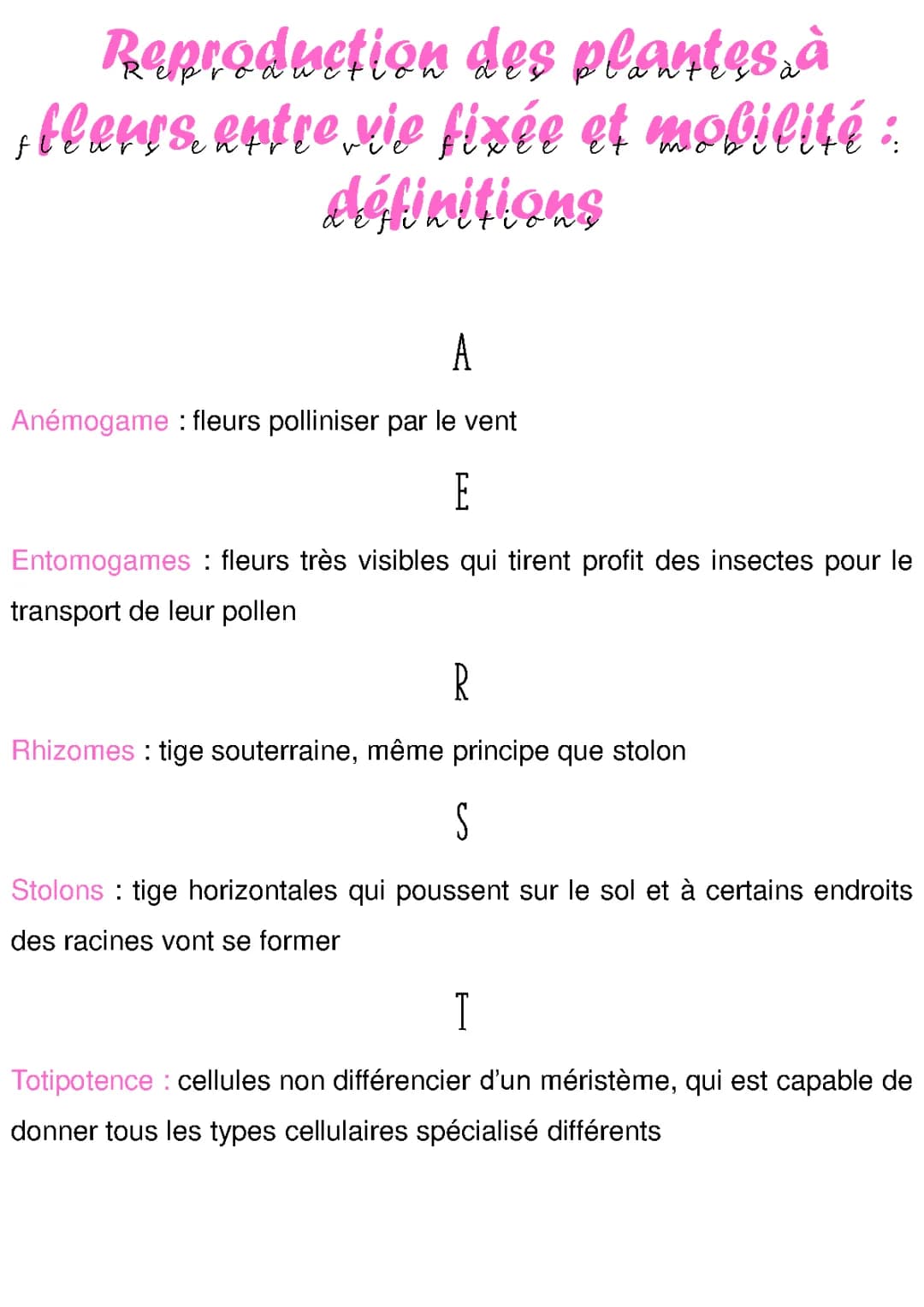reproduction des plantes à fleurs entre vie fixée et mobilité : definition 