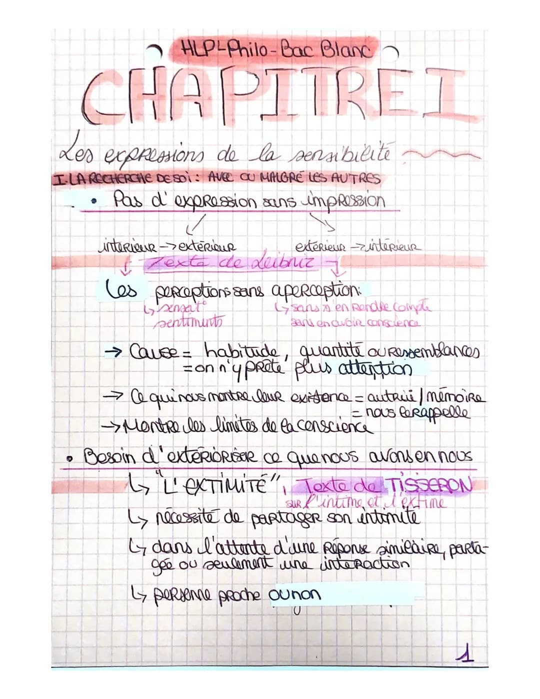 HLPLPhilo-Bac Blanc
CHAPITREI
Les expressions de la sensibilité
I. LA RECHERCHE DESOì: AVEC OU MALGRÉ LES AUTRES
Pas d'expression sans impre