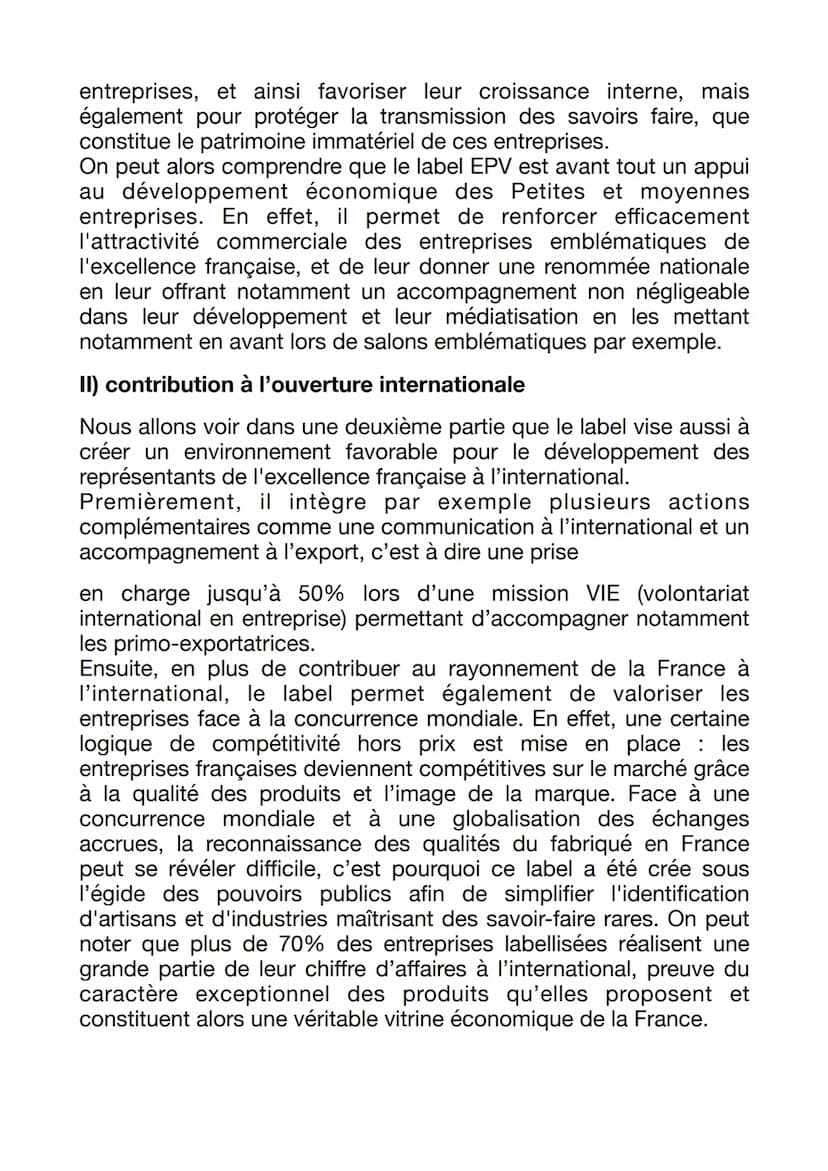 Comment le label EPV (entreprise du patrimoine vivant) permet
il aux entreprises françaises qui le détiennent d'avoir une
ouverture national