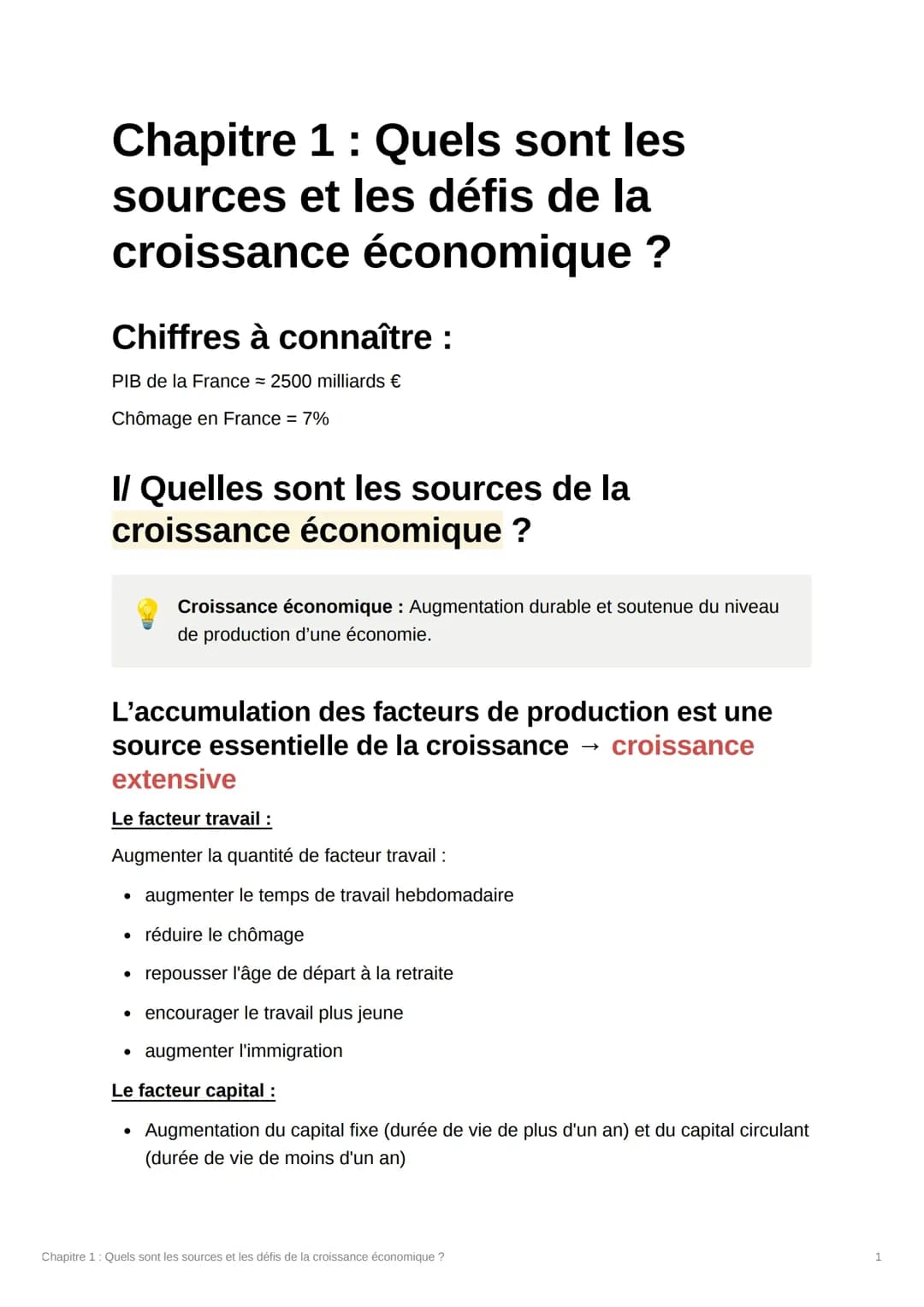 Quels sont les sources et les défis de la croissance économique ?