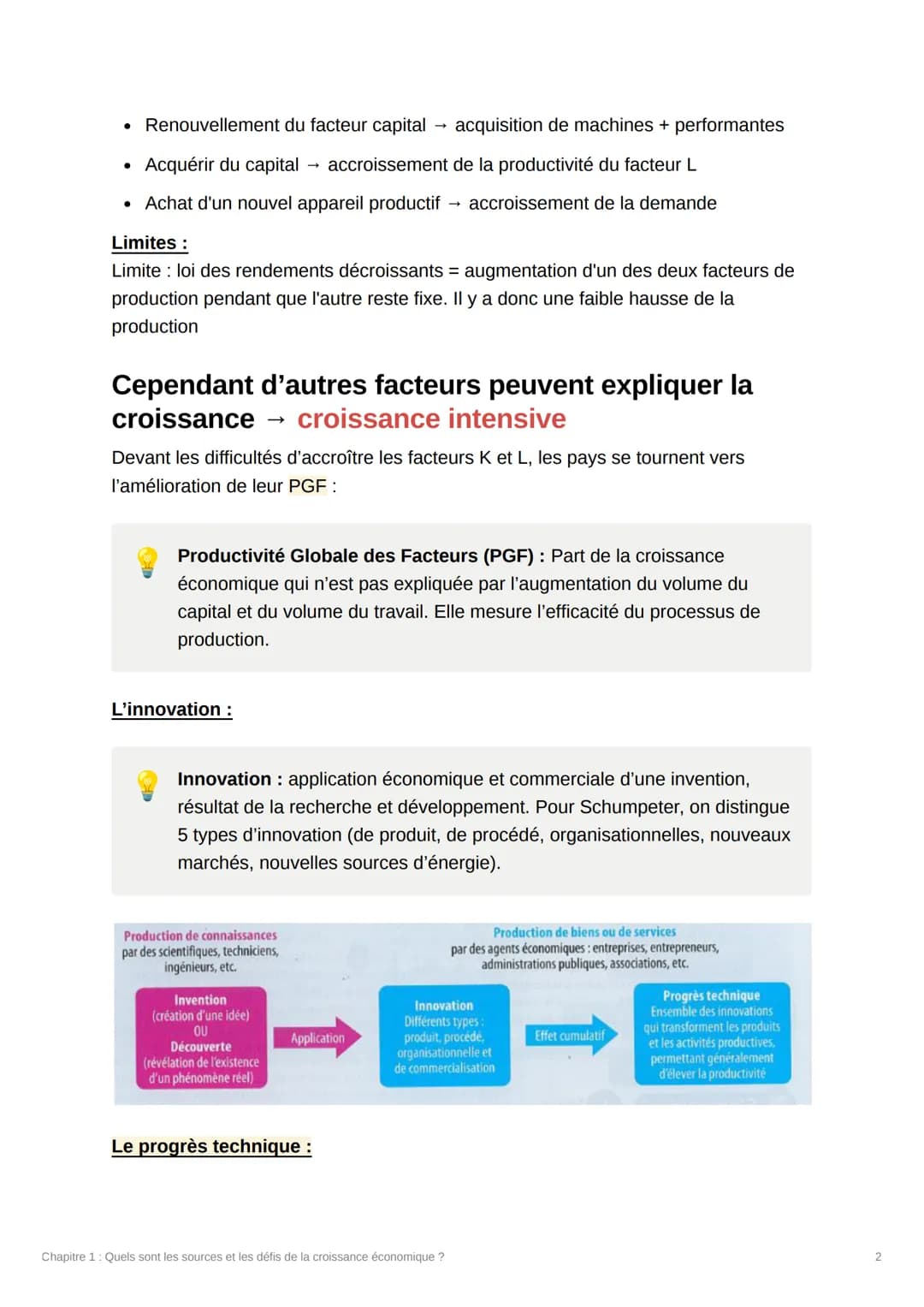 Chapitre 1 : Quels sont les
sources et les défis de la
croissance économique ?
Chiffres à connaître :
PIB de la France = 2500 milliards €
Ch