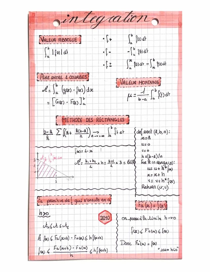 borne f
superieure
integration
borne
infenieune L.
["foodt = [F)] = F(b) - F6)
DEMONSTRATION
fonction aire Ga (2) = (²x² fildt (alors : F(b)