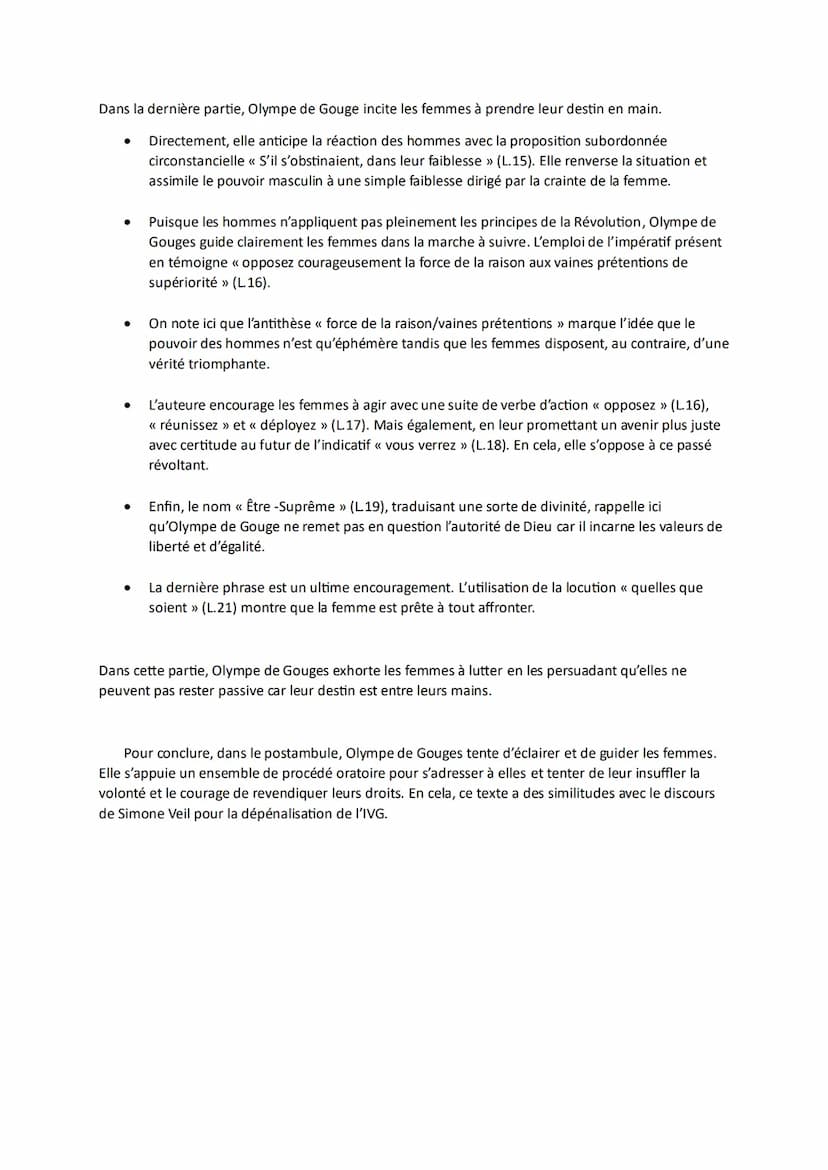 TEXTE 6-POSTAMBULE (Début)
Olympe de Gouges est une auteure du XVIIIe siècle qui apparait juste après la Révolution et
s'inscrit dans la con