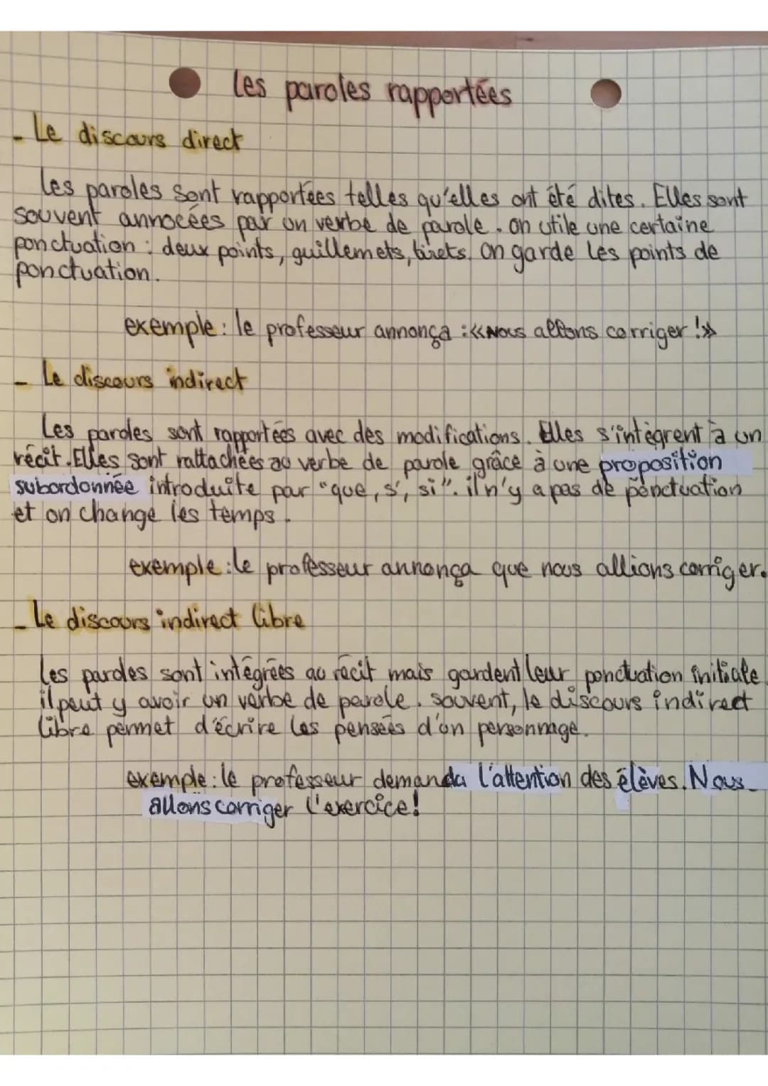 Les Paroles Rapportées et Discours Direct/Indirect pour les 3èmes - Exemples et Exercices PDF