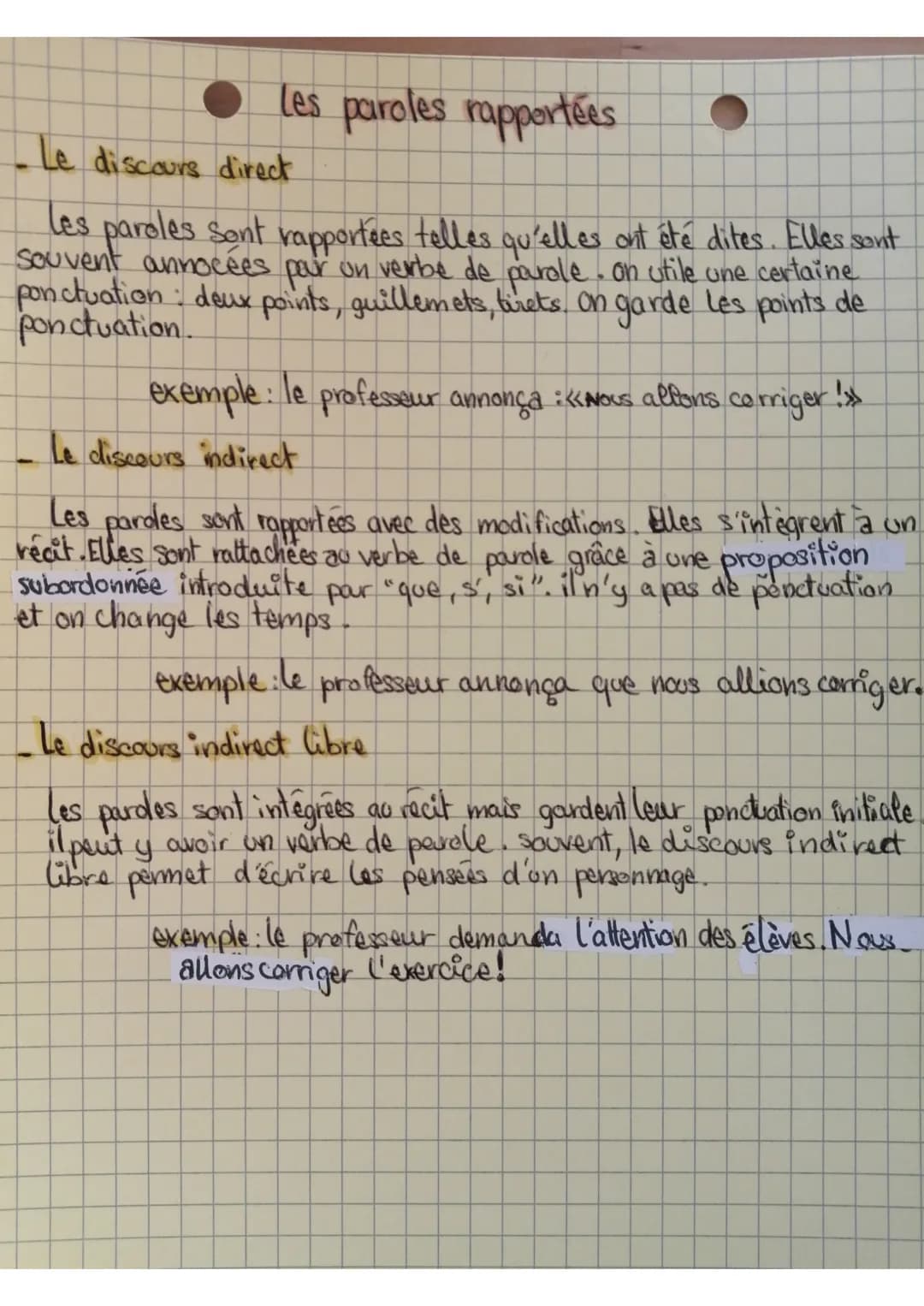 Les paroles rapportées
Le discours direct
les paroles sont rapportées telles qu'elles ont été dites. Elles sont
Souvent annocées pour un ver