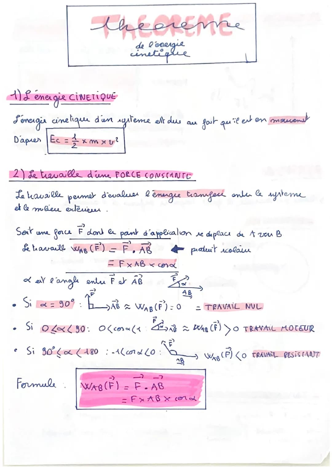 112 enegie
CiNETIQUE
L'énergie cinetique dien systeme ett dus
D'aper |Ec = 1/2
xmxv²
theoretike
de l'énergie
instique
Soit une
F
force
Le tr