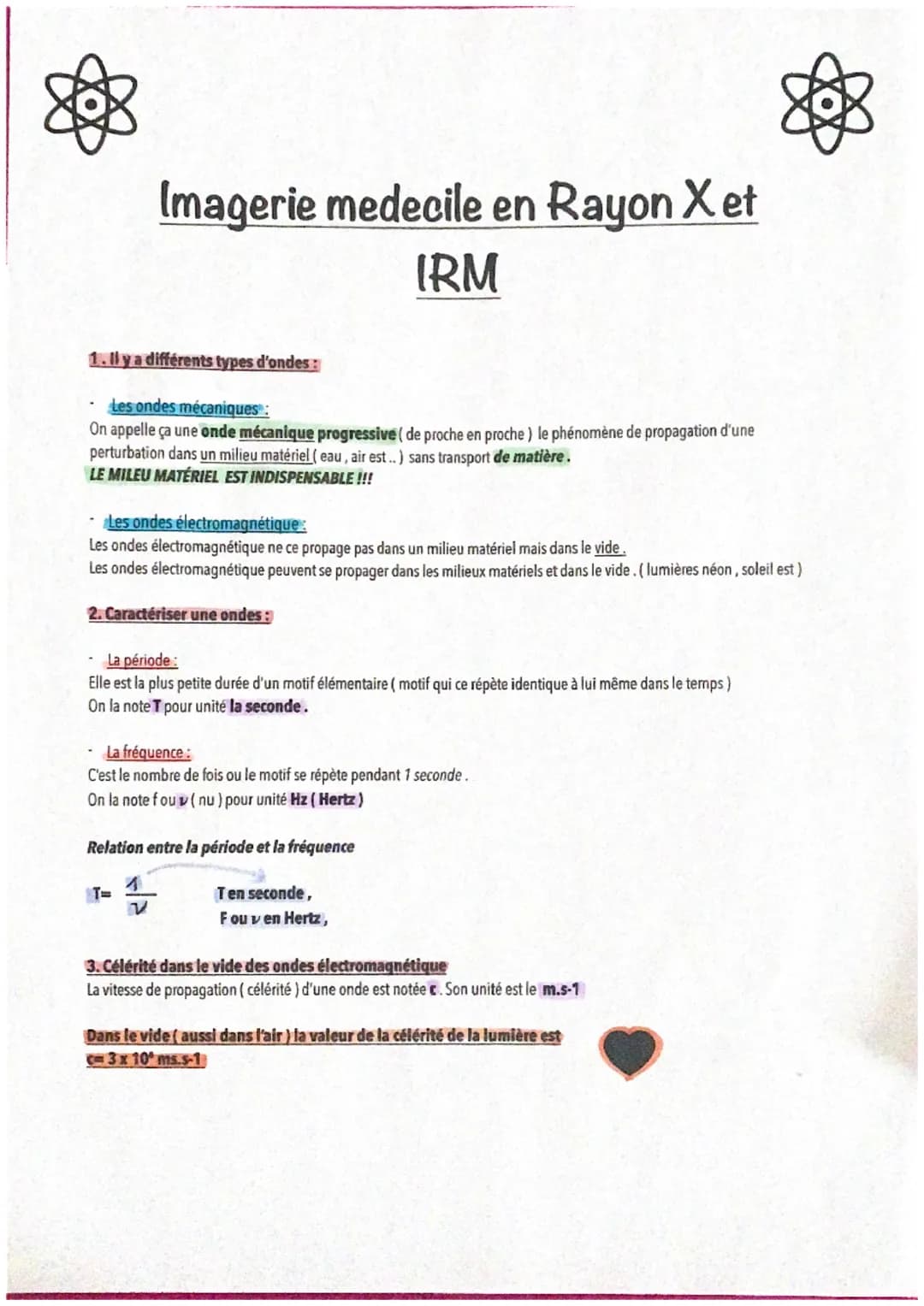 Imagerie medecile en Rayon Xet
IRM
1. Il y a différents types d'ondes:
Les ondes mécaniques":
On appelle ça une onde mécanique progressive (