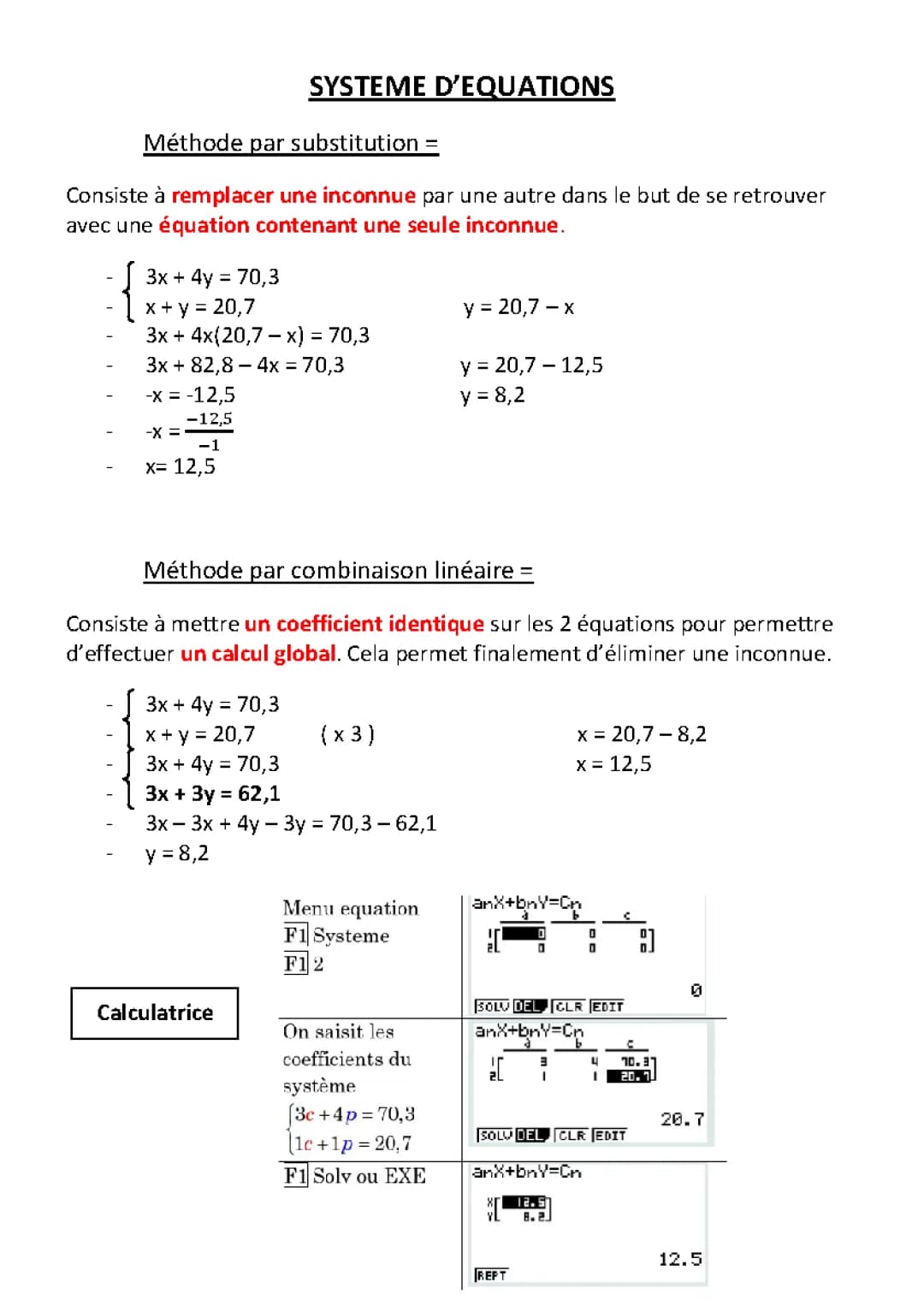 Système d'équations 