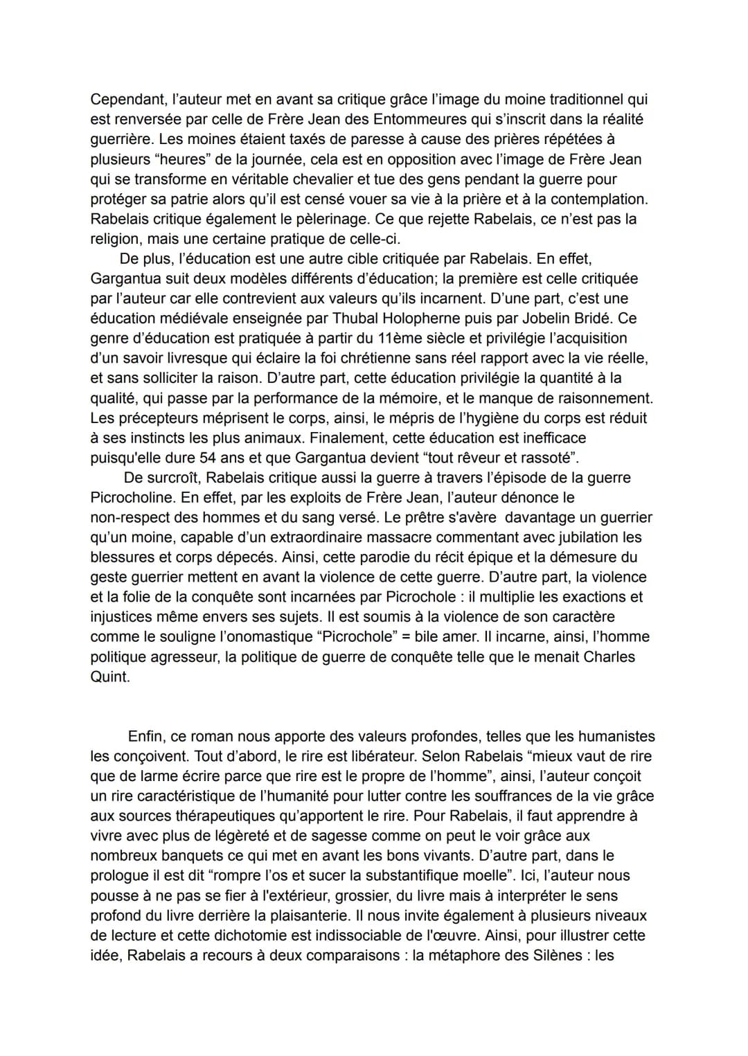 Dissertation Gargantua
L'humanisme est un concept littéraire du XVI ème siècle, mettant l'homme au centre
des préoccupations et désirant fai