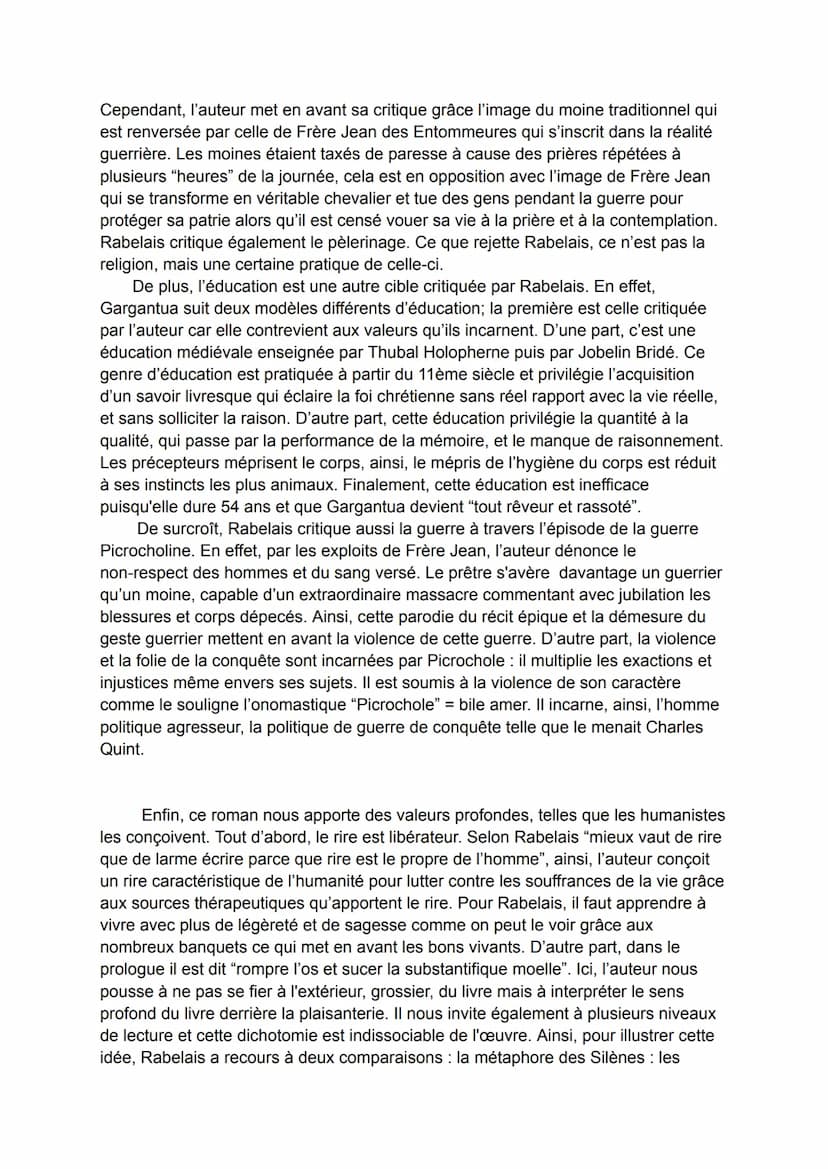 Dissertation Gargantua
L'humanisme est un concept littéraire du XVI ème siècle, mettant l'homme au centre
des préoccupations et désirant fai