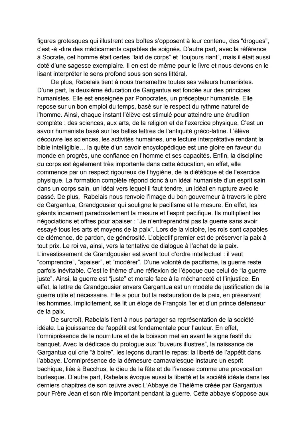 Dissertation Gargantua
L'humanisme est un concept littéraire du XVI ème siècle, mettant l'homme au centre
des préoccupations et désirant fai
