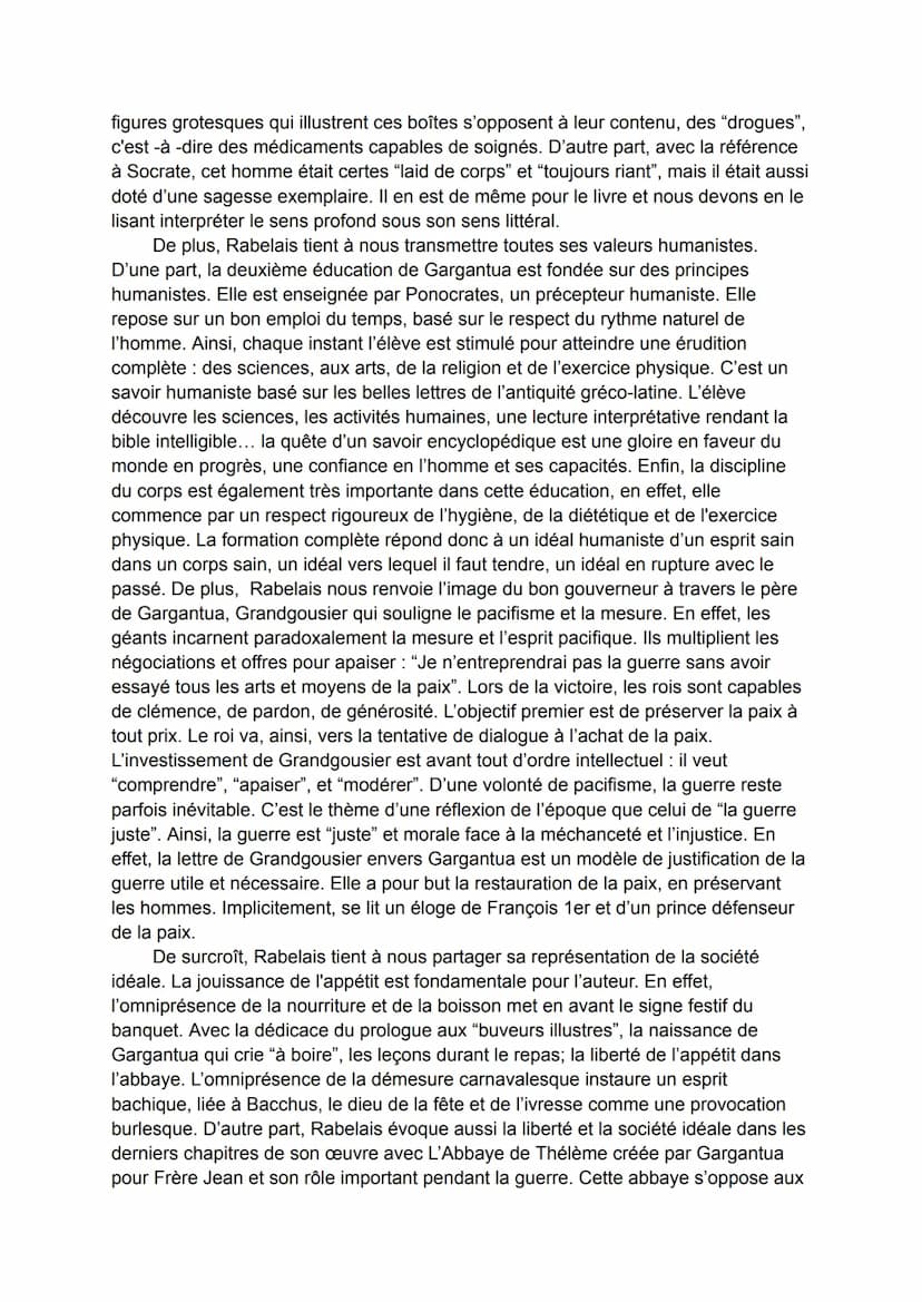 Dissertation Gargantua
L'humanisme est un concept littéraire du XVI ème siècle, mettant l'homme au centre
des préoccupations et désirant fai